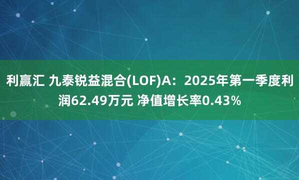 利赢汇 九泰锐益混合(LOF)A：2025年第一季度利润62.49万元 净值增长率0.43%