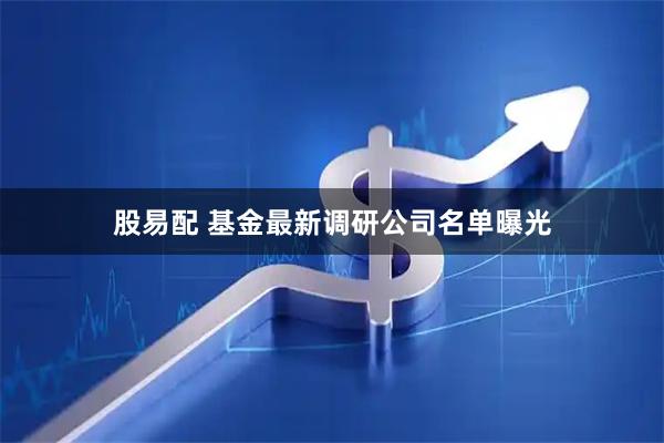 股易配 基金最新调研公司名单曝光